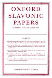 Cover of: Oxford Slavonic Papers: New Series Volume XXXIII (2000) (Oxford Slavonic Papers New Series)
