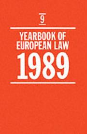 Cover of: Yearbook of European Law: Volume 9 by Ami Barav, Derrick Wyatt