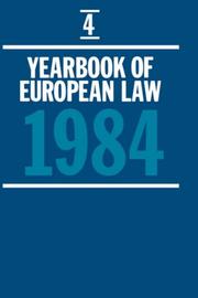 Cover of: Yearbook of European Law: Volume 4: 1984 (Yearbook of European Law, 1984)