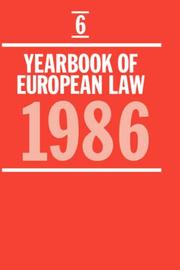 Cover of: Yearbook of European Law: Volume 6: 1986 (Yearbook of European Law)