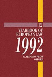 Cover of: Yearbook of European Law: Volume 12 | 