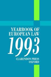 Cover of: Yearbook of European Law: Volume 13: 1993 (Yearbook of European Law)