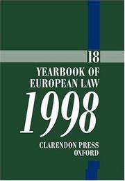 Cover of: Yearbook of European Law: Volume 18: 1998 (Yearbook of European Law)