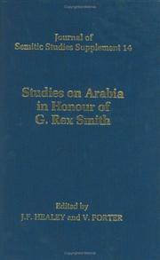 Cover of: Studies on Arabia in Honour of G. Rex Smith (Journal of Semitic Studies Supplement 14) by 