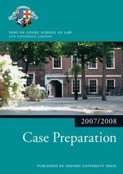 Cover of: Case Preparation 2007-2008: 2007 Edition |a 2007 ed. (Blackstone Bar Manual)