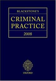 Cover of: Blackstone's Criminal Practice 2008 by Hooper