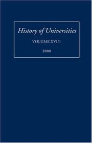 Cover of: History of Universities: Volume XVI (1): 2000