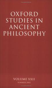 Cover of: Oxford Studies in Ancient Philosophy Volume XXII: Volume XXII: Summer 2002 (Oxford Studies in Ancient Philosophy)