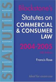 Cover of: Statutes on Commercial and Consumer Law 2004-2005: (Blackstone's Statutes)
