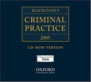 Cover of: Blackstone's Criminal Practice 2005: CD-ROM Version (Blackstone's Criminal Practice)