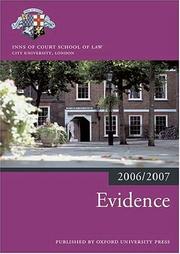 Cover of: Evidence 2006-07 (Blackstone Bar Manual)