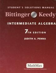 Cover of: Student's Solutions Manual for Intermediate Algebra by Bittinger & Keedy
