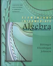 Cover of: Elementary and Intermediate Algebra by Marvin Bittinger, Judith A. Beecher, David Ellenbogen, Barbara L. Johnson, Judith A. Beecher