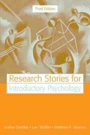 Cover of: Research Stories for Introductory Psychology (3rd Edition) by Joshua Duntley, Lary Shaffer, Matthew R. Merrens