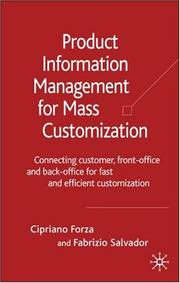 Cover of: Product Information Management for Mass Customization | Cipriani Forza