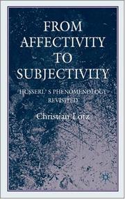 Cover of: From Affectivity to Subjectivity: From Affectivity to Subjectivity