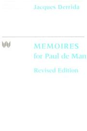 Cover of: Memoires: for Paul de Man