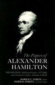 Cover of: Cumulative Index to the Papers of Alexander Hamilton Vol No.27 | Harold C. Syrett