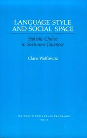 Cover of: LANG STYLE AND SOC SPACE by Clare Wolfowitz