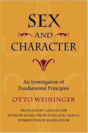 Cover of: Sex And Character: An Investigation Of Fundamental Principles
