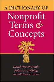Cover of: A Dictionary of Nonprofit Terms And Concepts (Philanthropic and Nonprofit Studies)