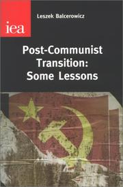 Cover of: Post-Communist Transition: Some Lessons (Thirty-First Wincott Lecture)
