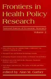 Cover of: Frontiers in Health Policy Research, Vol. 2 (NBER Frontiers in Health Policy)