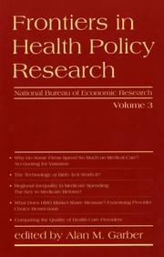 Cover of: Frontiers in Health Policy Research, Vol. 3 by Alan M. Garber