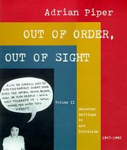 Cover of: Out of order, out of sight by Adrian Piper