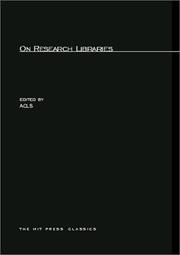 Cover of: On Research Libraries by American Council of Learned Societies