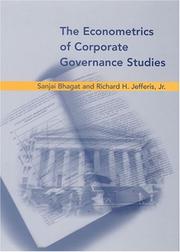 Cover of: The Econometrics of Corporate Governance Studies