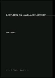 Lectures on language contact by Ilse Lehiste