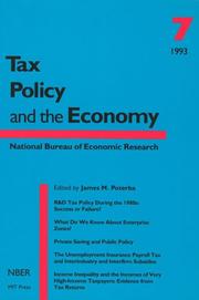 Cover of: Tax Policy and the Economy, Vol. 7