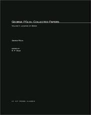 Cover of: George Pólya: Collected Papers: Vol. 2. Location of Zeros