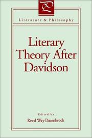 Cover of: Literary Theory After Davidson by Reed Way Dasenbrock