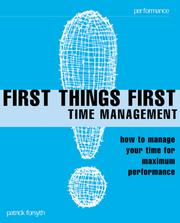 Cover of: First Things First (Smarter Solutions: The Performance Pack)