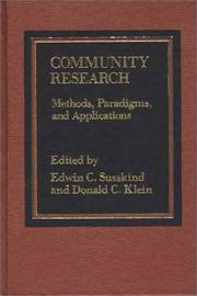 Cover of: Community Research: Methods, Paradigms, and Applications