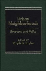 Cover of: Urban Neighborhoods by Ralph B. Taylor, Ralph B. Taylor