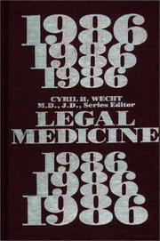 Cover of: Legal Medicine 1986 (Legal Medicine)