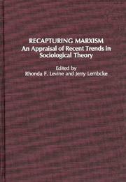 Cover of: Recapturing Marxism by Rhonda F. Levine, Jerry Lembcke