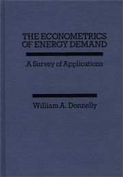 Cover of: The econometrics of energy demand: a survey of applications