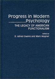 Cover of: Progress in Modern Psychology: The Legacy of American Functionalism