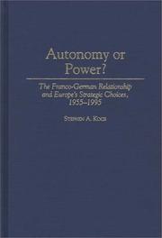 Cover of: Autonomy or power? by Stephen A. Kocs