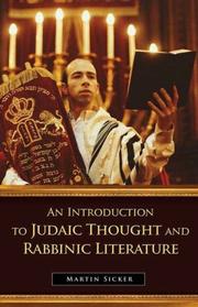 Cover of: An Introduction to Judaic Thought and Rabbinic Literature by Martin Sicker