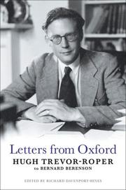 Cover of: Letters from Oxford: Hugh Trevor-Roper to Bernard Berenson