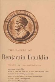 Cover of: The Papers of Benjamin Franklin, Vol. 30: Volume 30: July 1 through October 31, 1779 (The Papers of Benjamin Franklin Series)