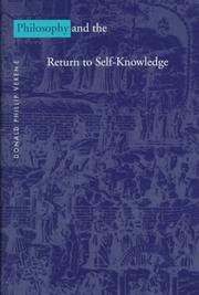 Cover of: Philosophy and the return to self-knowledge