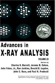 Cover of: Advances in X-Ray Analysis: Volume 29 (Advances in X-Ray Analysis)