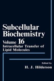 Cover of: Intracellular Transfer of Lipid Molecules (Subcellular Biochemistry)