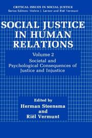 Cover of: Social Justice in Human Relations: Volume 2: Societal and Psychological Consequences of Justice and Injustice (Critical Issues in Social Justice)